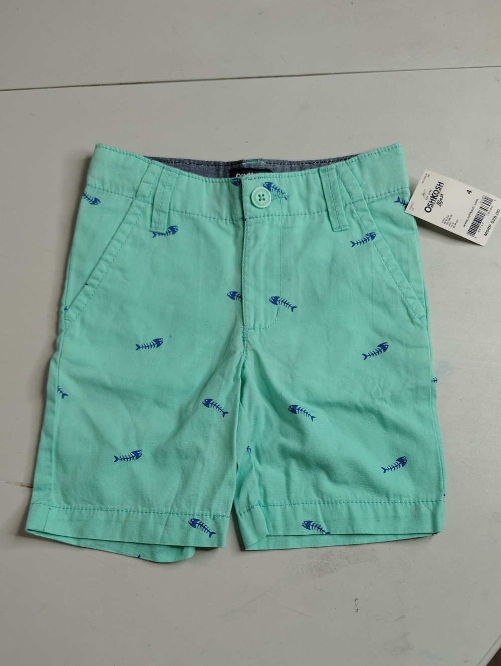 Oshkosh B'gosh Denim Company 100% Cotton Boys Chino Fish Print Shorts Size 4